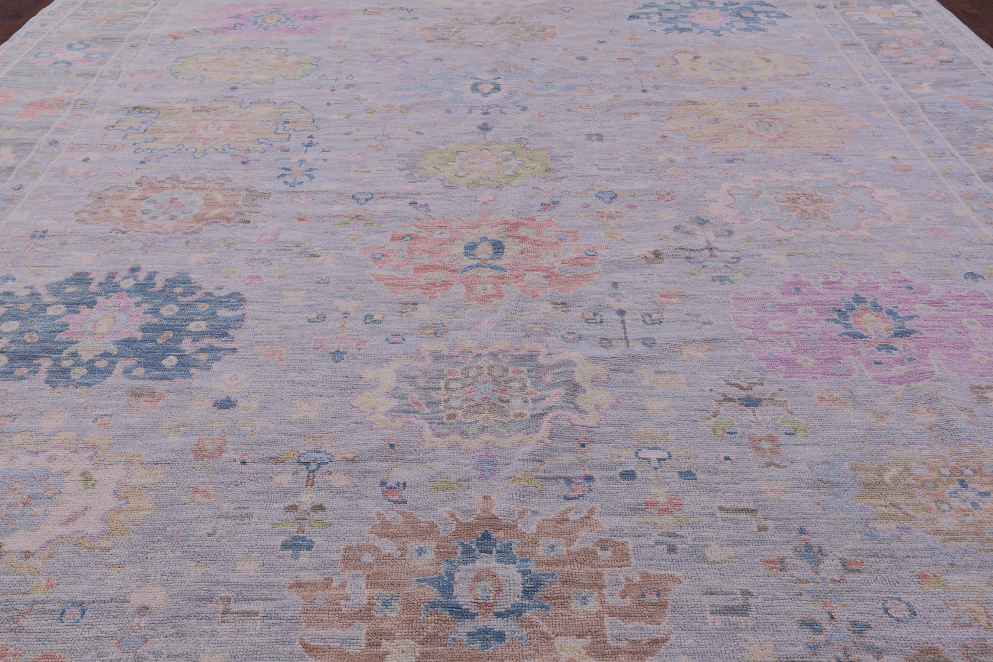 Silver Turkish Oushak Handmade Wool Rug - 12' 0" X 14' 8" - Golden Nile