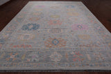 SUPER SALE Silver Turkish Oushak Handmade Wool Rug - 12' 0" X 14' 8"