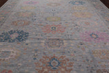 SUPER SALE Silver Turkish Oushak Handmade Wool Rug - 12' 0" X 14' 8"