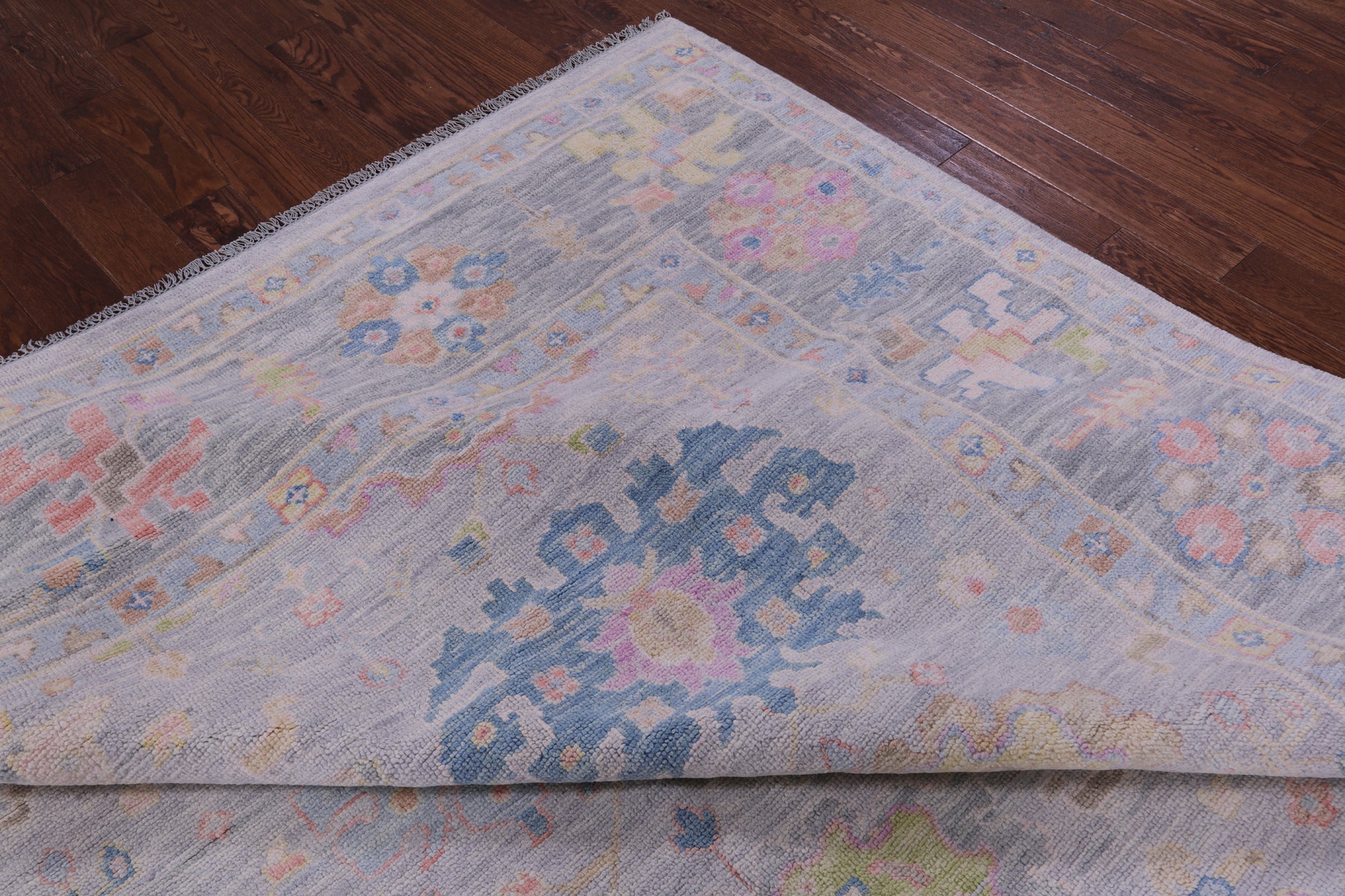 Silver Turkish Oushak Handmade Wool Rug - 12' 0" X 14' 8" - Golden Nile