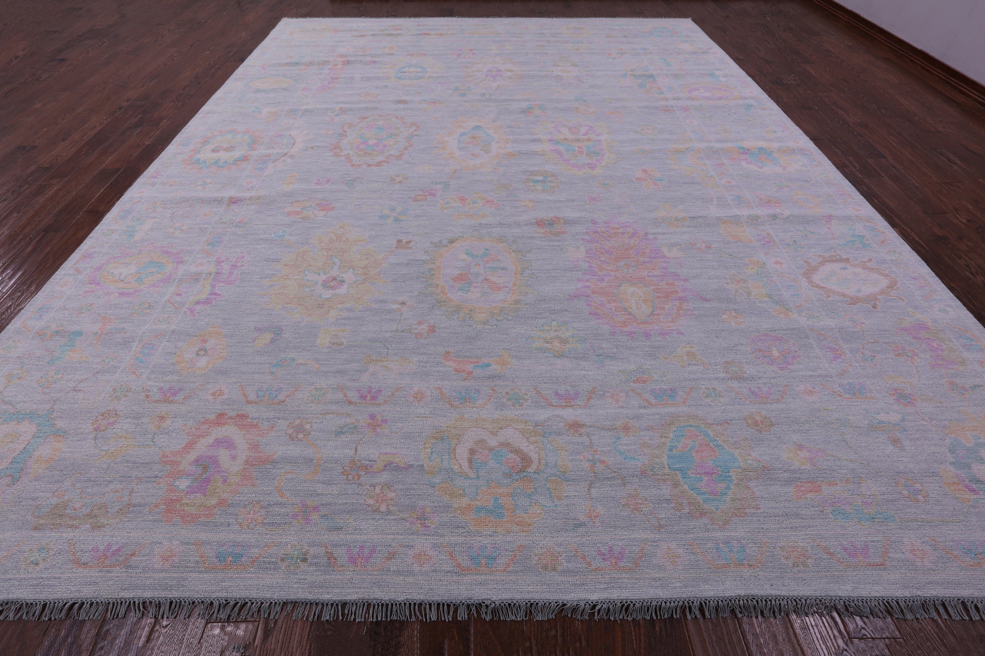 Grey Turkish Oushak Hand Knotted Wool Rug - 12' 2" X 15' 5" - Golden Nile