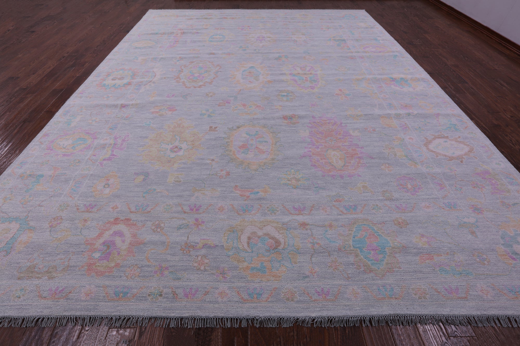 Grey Turkish Oushak Hand Knotted Wool Rug - 12' 2" X 15' 5" - Golden Nile