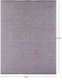 Grey Turkish Oushak Hand Knotted Wool Rug - 12' 2" X 15' 5" - Golden Nile