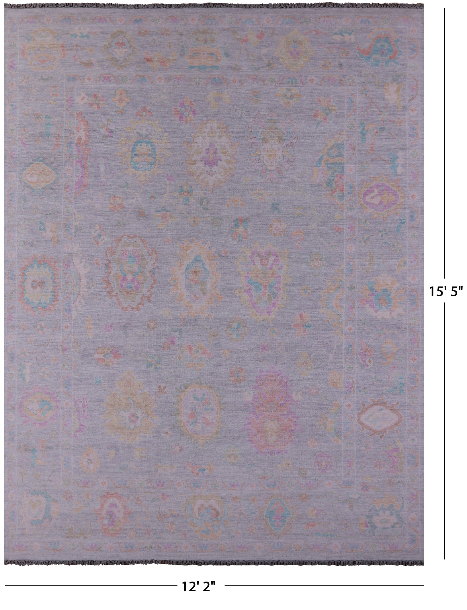 Grey Turkish Oushak Hand Knotted Wool Rug - 12' 2" X 15' 5" - Golden Nile