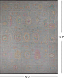 SUPER SALE Grey Turkish Oushak Hand Knotted Wool Rug - 12' 2" X 15' 5"