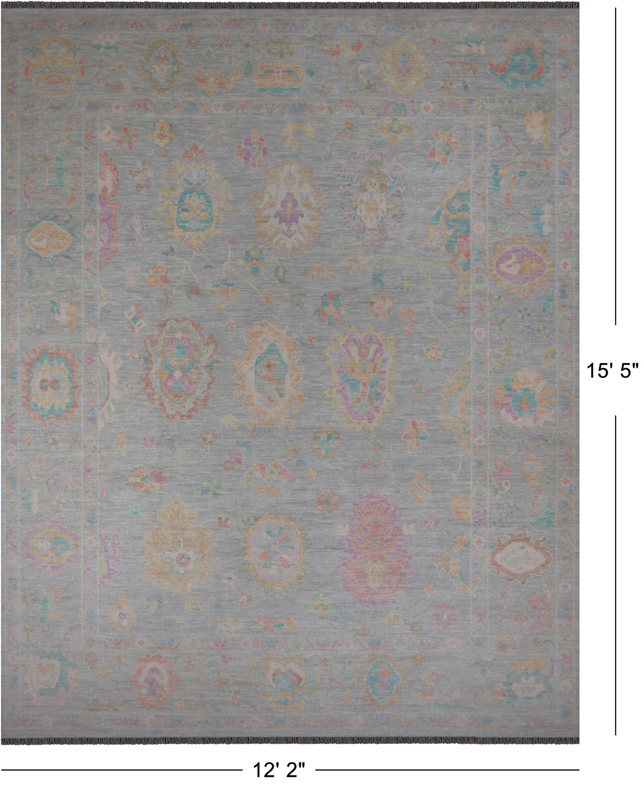 SUPER SALE Grey Turkish Oushak Hand Knotted Wool Rug - 12' 2" X 15' 5"
