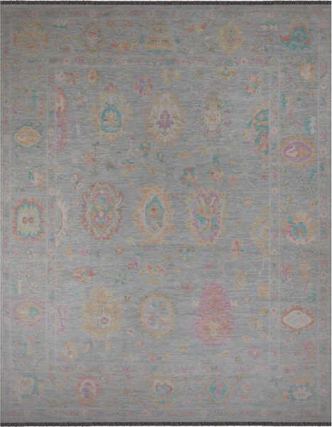 SUPER SALE Grey Turkish Oushak Hand Knotted Wool Rug - 12' 2" X 15' 5"