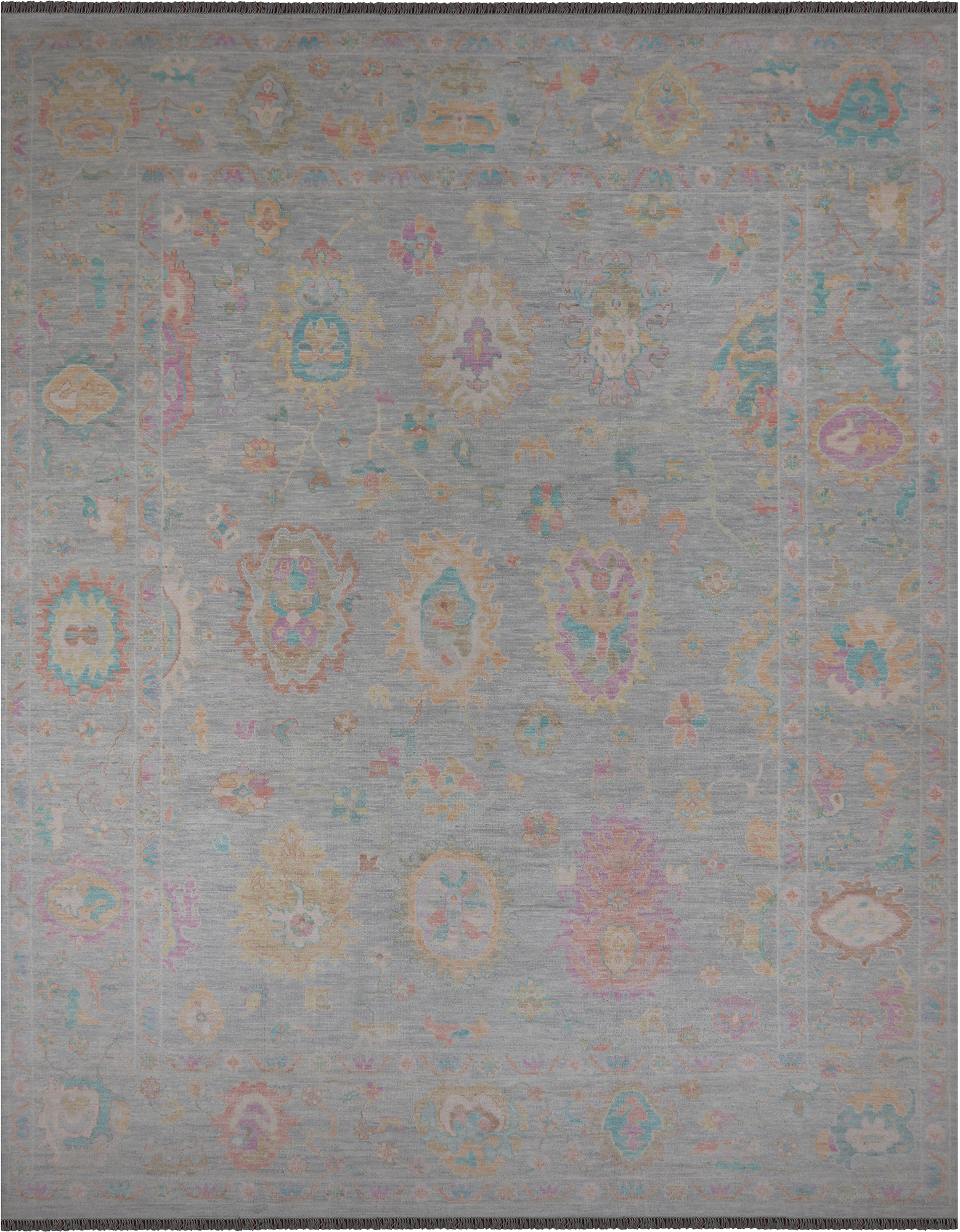 SUPER SALE Grey Turkish Oushak Hand Knotted Wool Rug - 12' 2" X 15' 5"