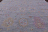 Grey Turkish Oushak Hand Knotted Wool Rug - 12' 2" X 15' 5" - Golden Nile