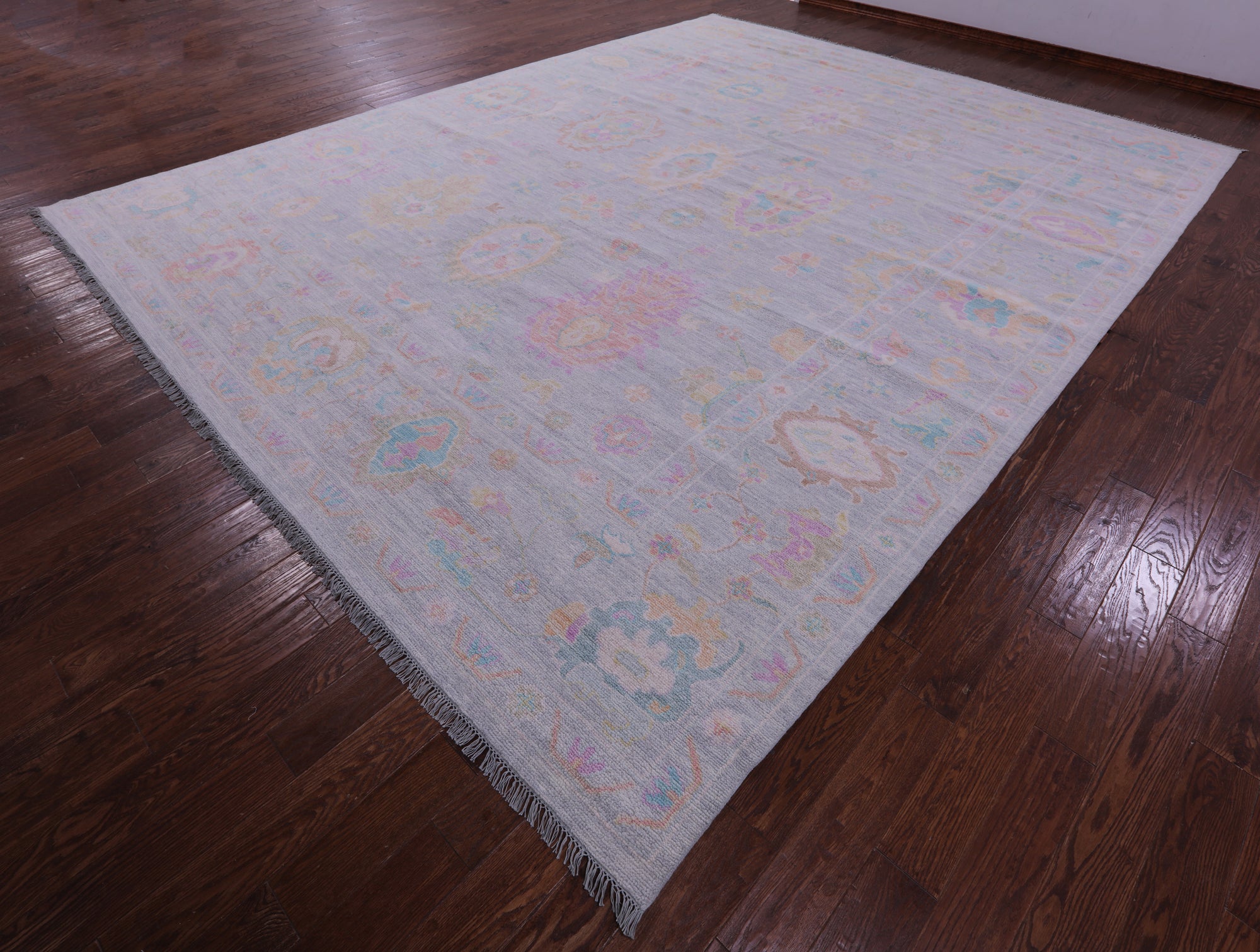 Grey Turkish Oushak Hand Knotted Wool Rug - 12' 2" X 15' 5" - Golden Nile