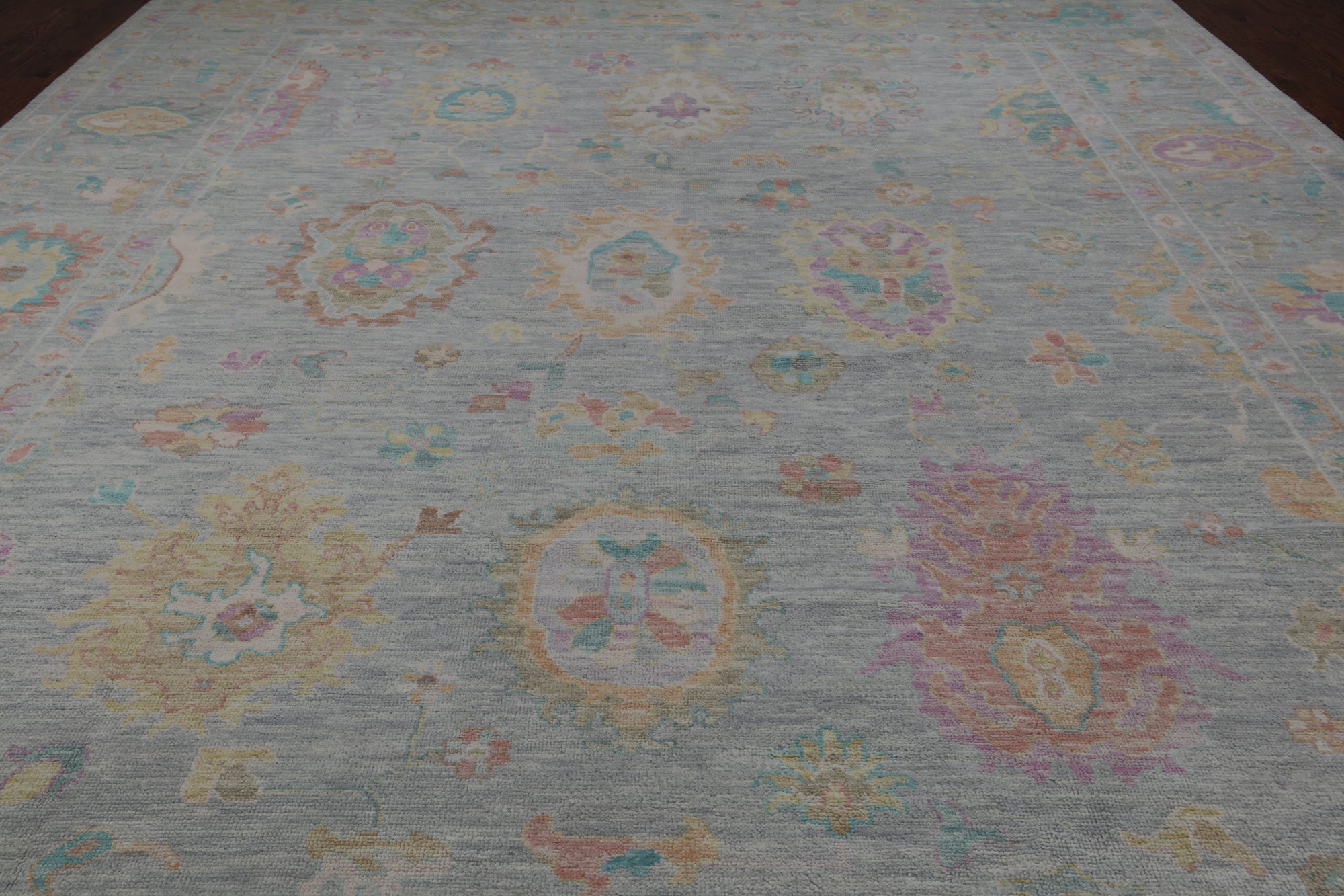 SUPER SALE Grey Turkish Oushak Hand Knotted Wool Rug - 12' 2" X 15' 5"