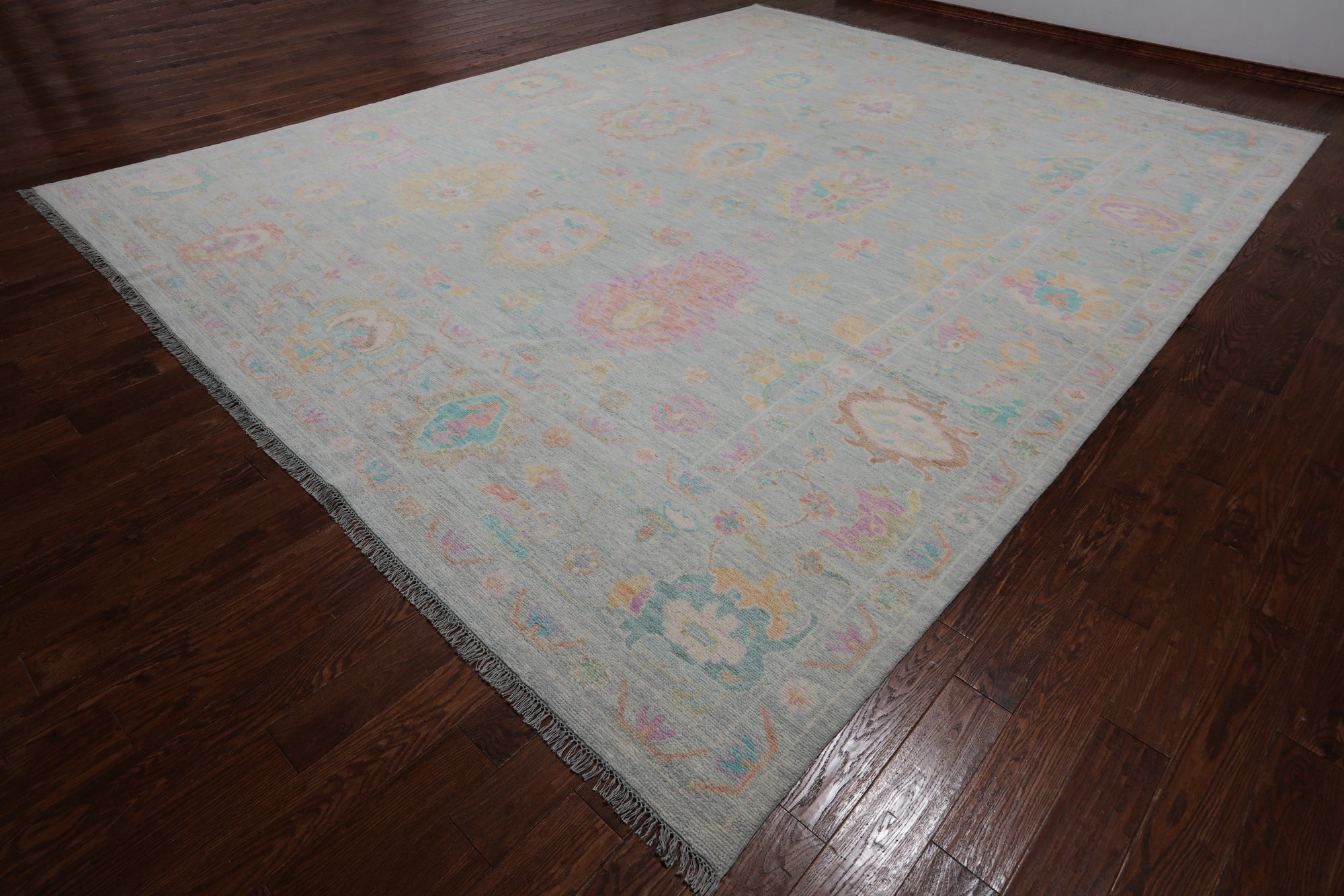 SUPER SALE Grey Turkish Oushak Hand Knotted Wool Rug - 12' 2" X 15' 5"