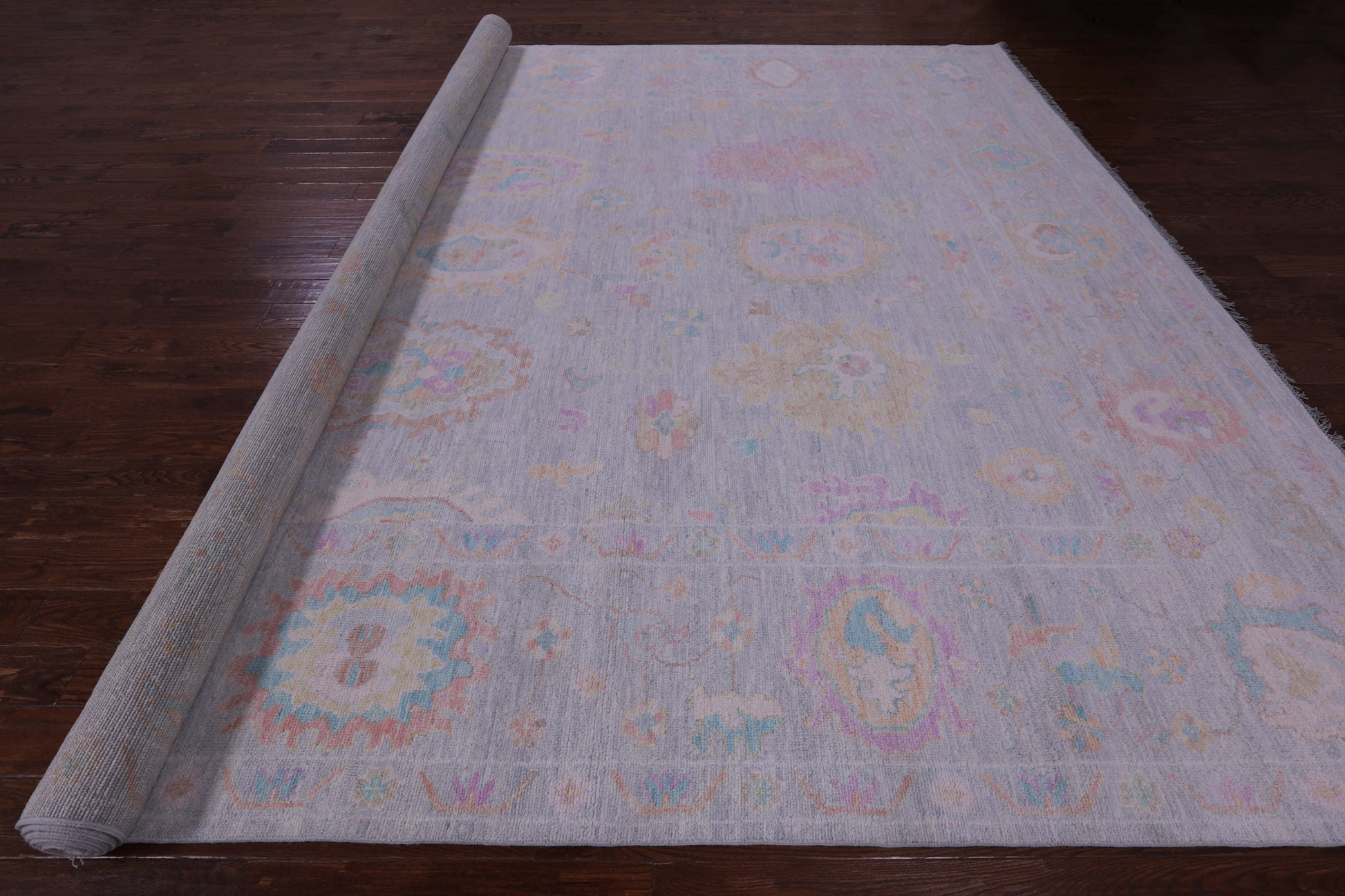 Grey Turkish Oushak Hand Knotted Wool Rug - 12' 2" X 15' 5" - Golden Nile