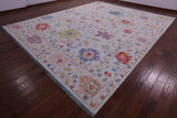 Light Blue Turkish Oushak Hand Knotted Wool Rug - 12' 1" X 14' 11" - Golden Nile