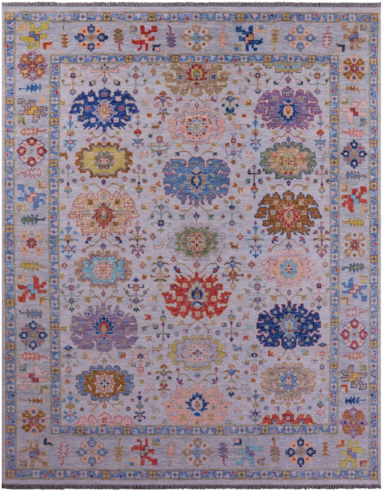 Grey Turkish Oushak Hand Knotted Wool Rug - 12' 3" X 14' 10" - Golden Nile