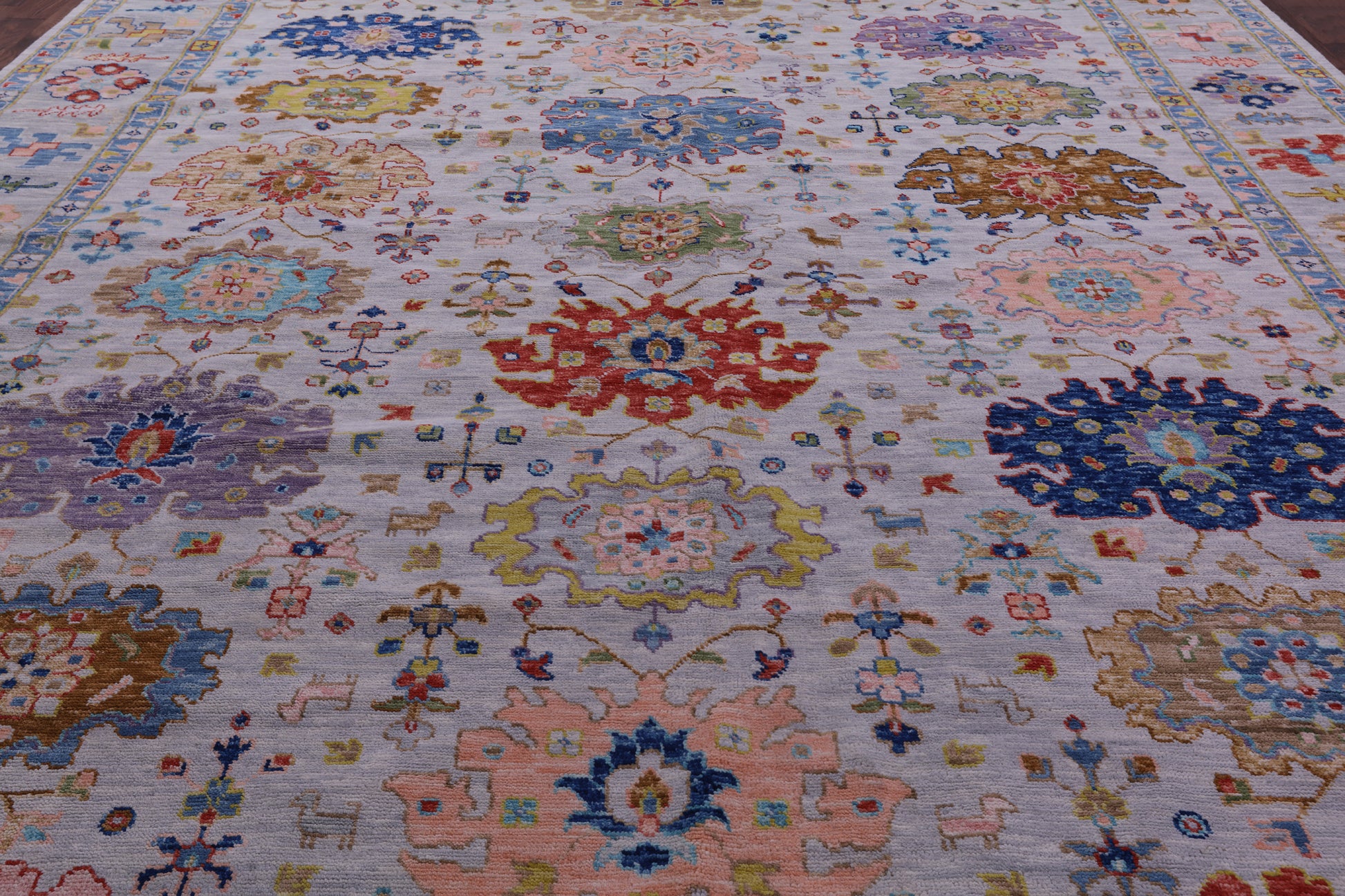 Grey Turkish Oushak Hand Knotted Wool Rug - 12' 3" X 14' 10" - Golden Nile
