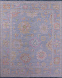 Light Blue Turkish Oushak Hand Knotted Wool Rug - 12' 3" X 14' 9" - Golden Nile