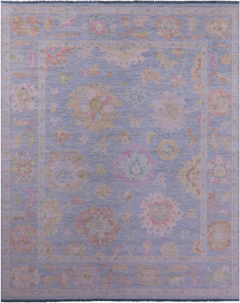 Light Blue Turkish Oushak Hand Knotted Wool Rug - 12' 3" X 14' 9" - Golden Nile