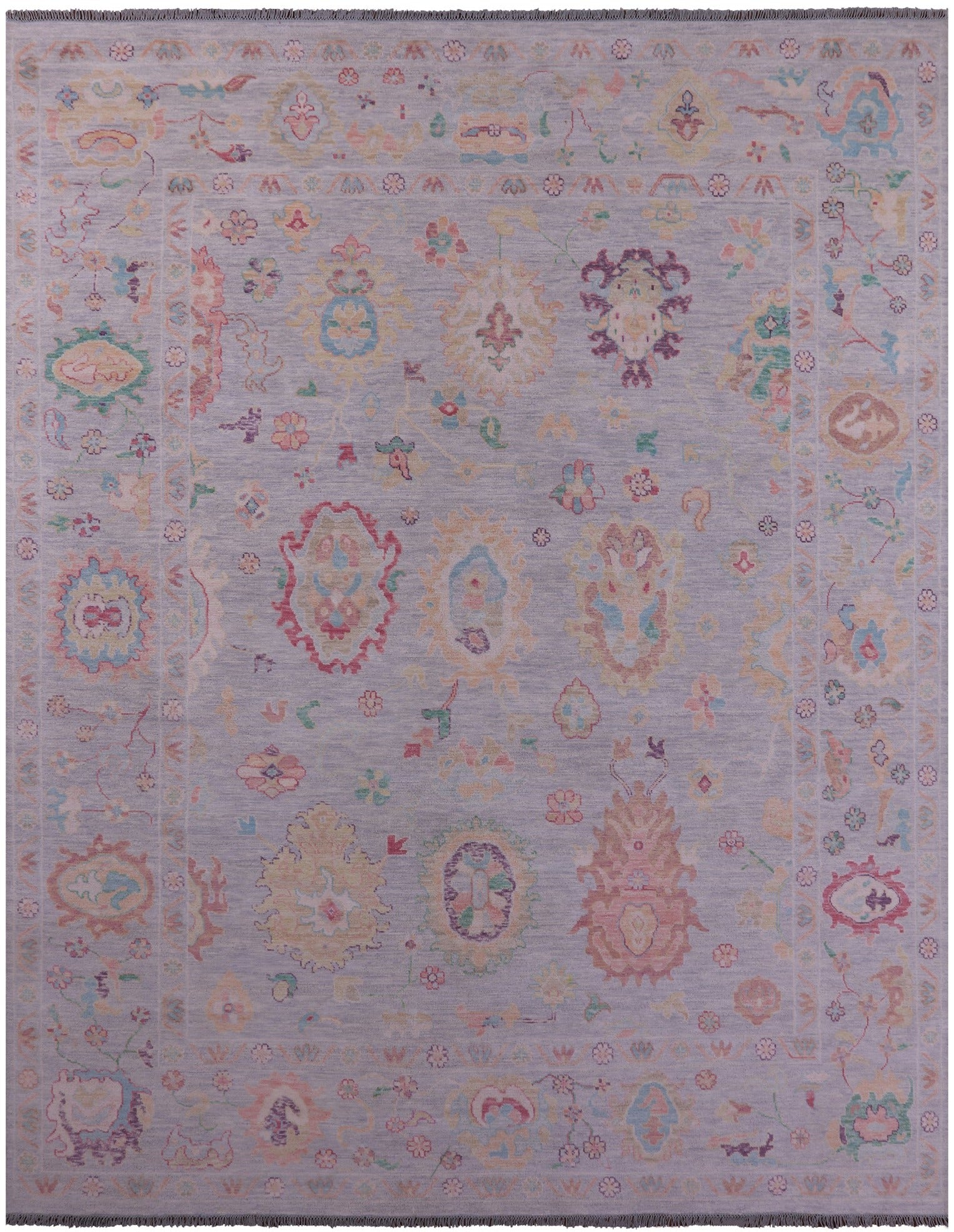 Silver Turkish Oushak Hand Knotted Wool Rug - 12' 1" X 14' 11" - Golden Nile