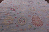 Silver Turkish Oushak Hand Knotted Wool Rug - 12' 1" X 14' 11" - Golden Nile