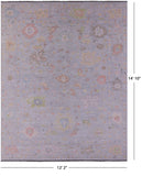 Silver Turkish Oushak Hand Knotted Wool Rug - 12' 2" X 14' 10" - Golden Nile