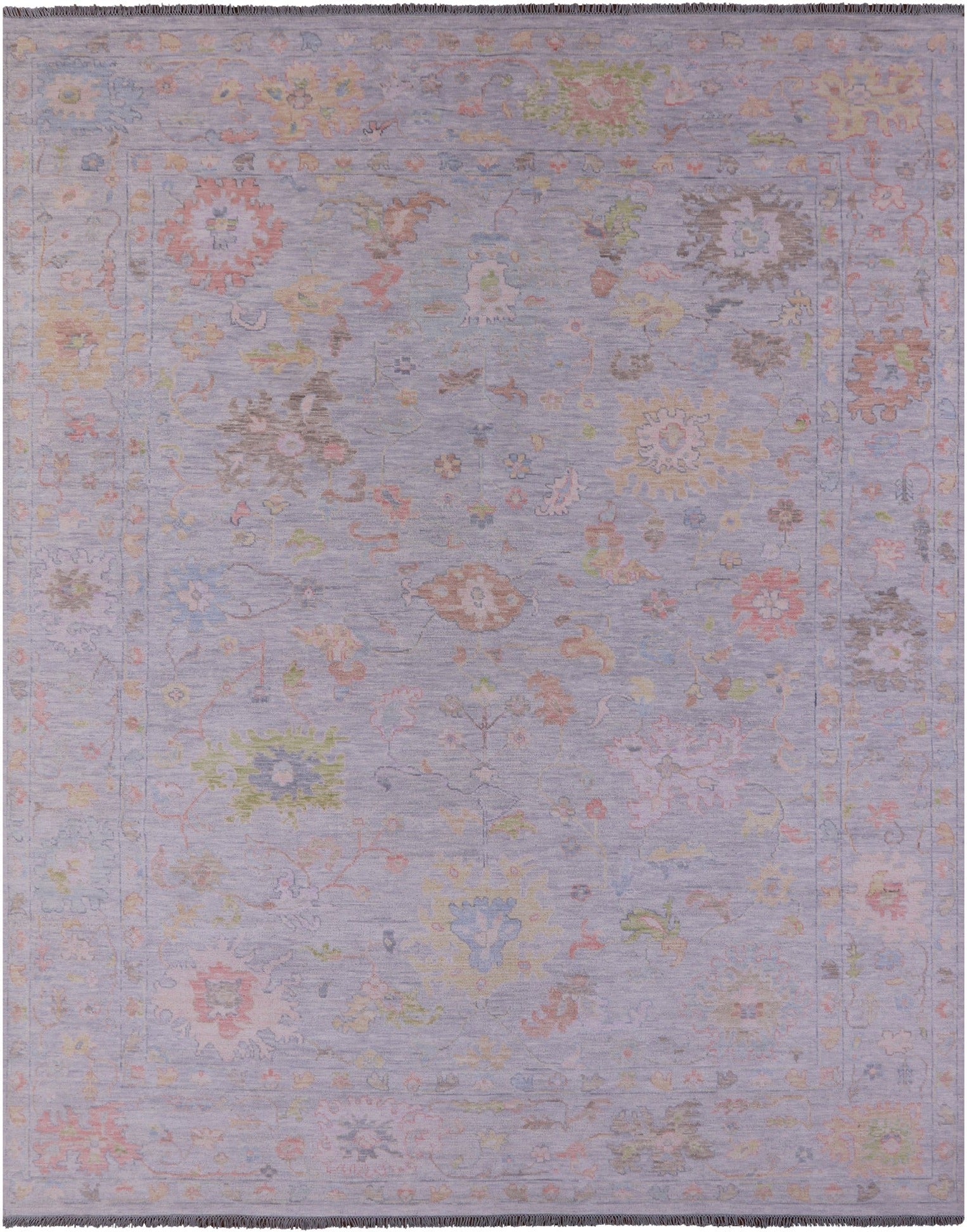 Silver Turkish Oushak Hand Knotted Wool Rug - 12' 2" X 14' 10" - Golden Nile