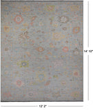 SUPER SALE Silver Turkish Oushak Hand Knotted Wool Rug - 12' 2" X 14' 10"