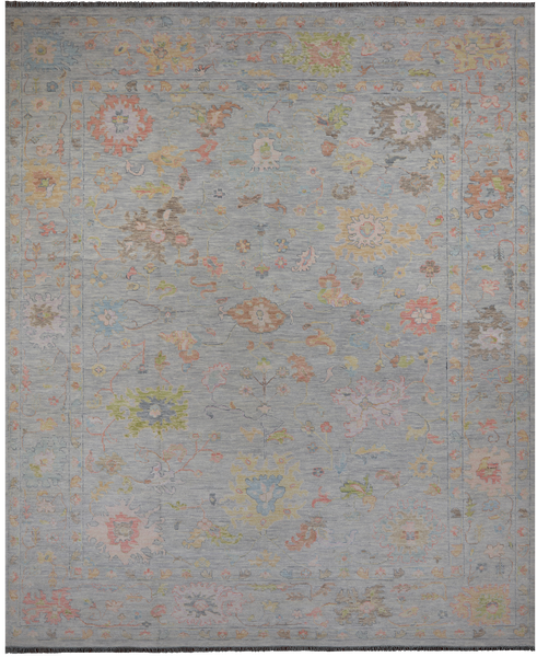 SUPER SALE Silver Turkish Oushak Hand Knotted Wool Rug - 12' 2" X 14' 10"