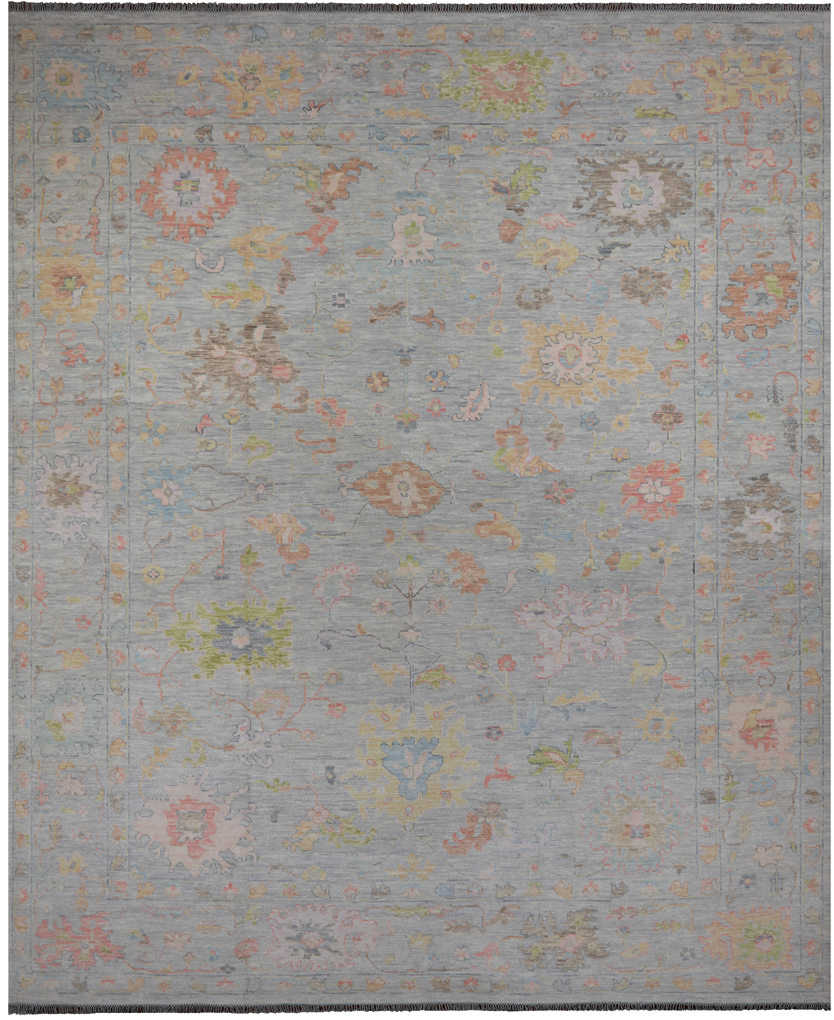 SUPER SALE Silver Turkish Oushak Hand Knotted Wool Rug - 12' 2" X 14' 10"