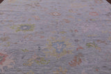 Silver Turkish Oushak Hand Knotted Wool Rug - 12' 2" X 14' 10" - Golden Nile