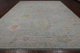 SUPER SALE Silver Turkish Oushak Hand Knotted Wool Rug - 12' 2" X 14' 10"