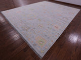 Silver Turkish Oushak Hand Knotted Wool Rug - 12' 2" X 14' 10" - Golden Nile