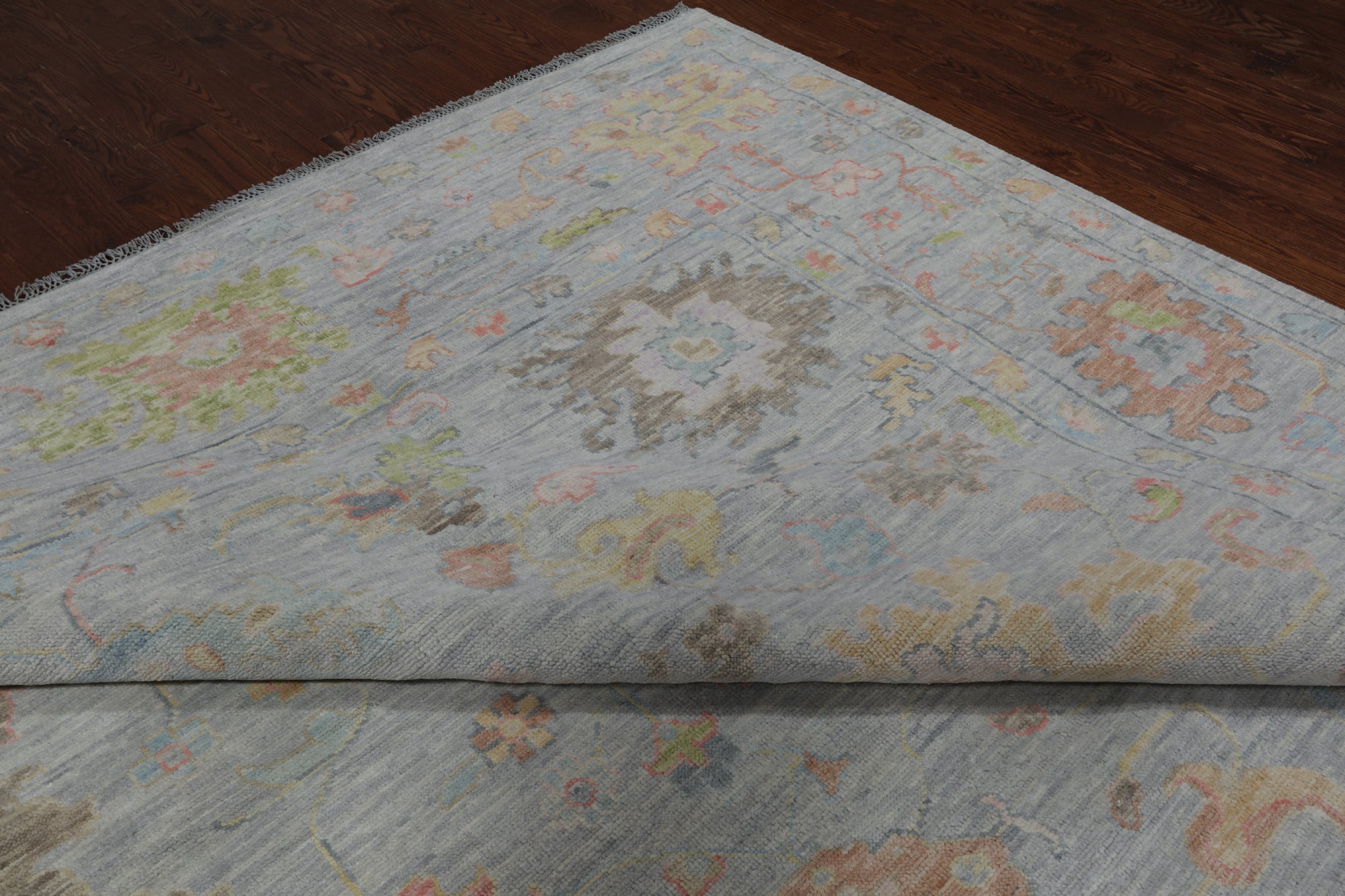 SUPER SALE Silver Turkish Oushak Hand Knotted Wool Rug - 12' 2" X 14' 10"