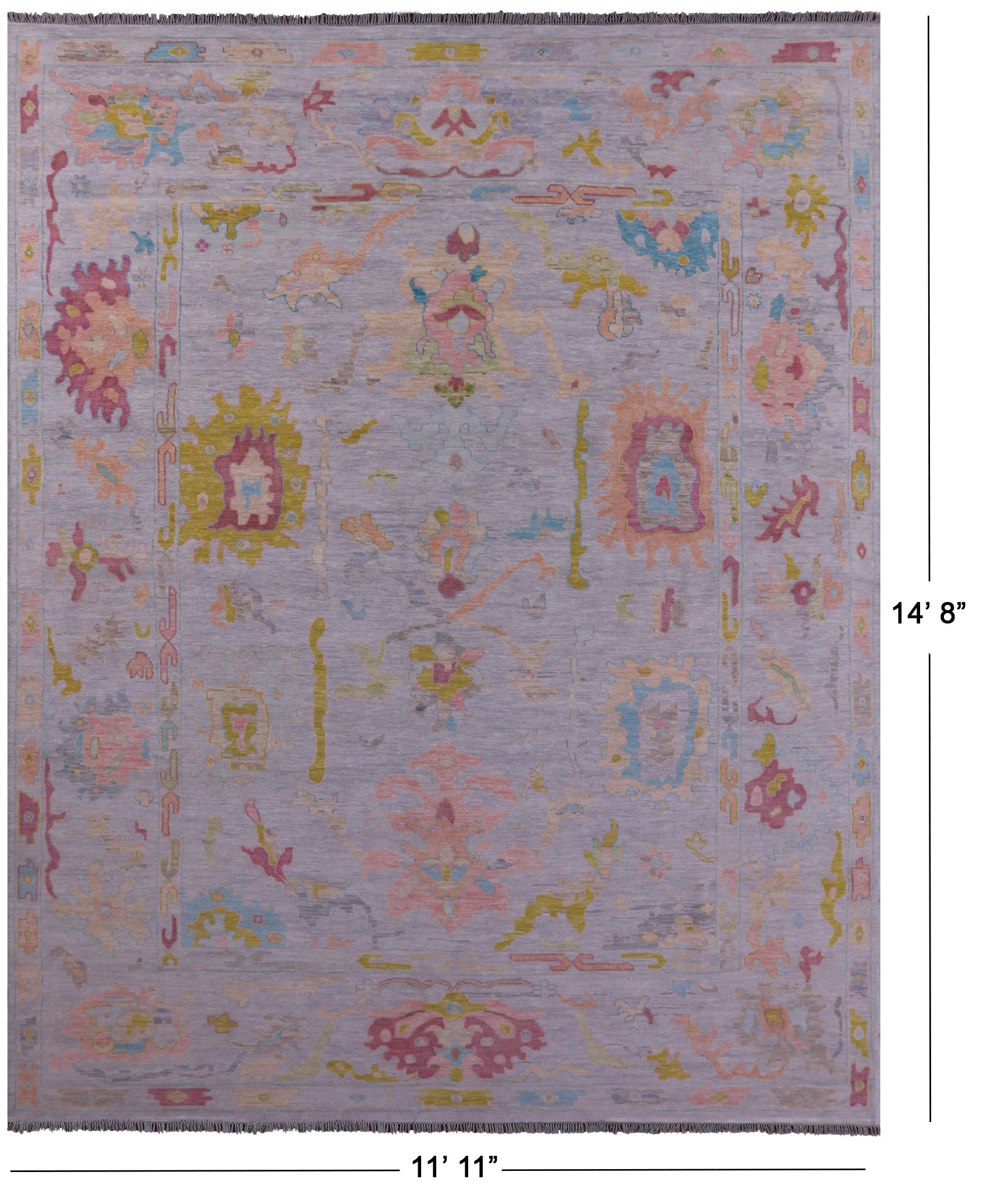 Grey Turkish Oushak Hand Knotted Wool Rug - 11' 11" X 14' 8" - Golden Nile