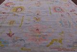 Grey Turkish Oushak Hand Knotted Wool Rug - 11' 11" X 14' 8" - Golden Nile