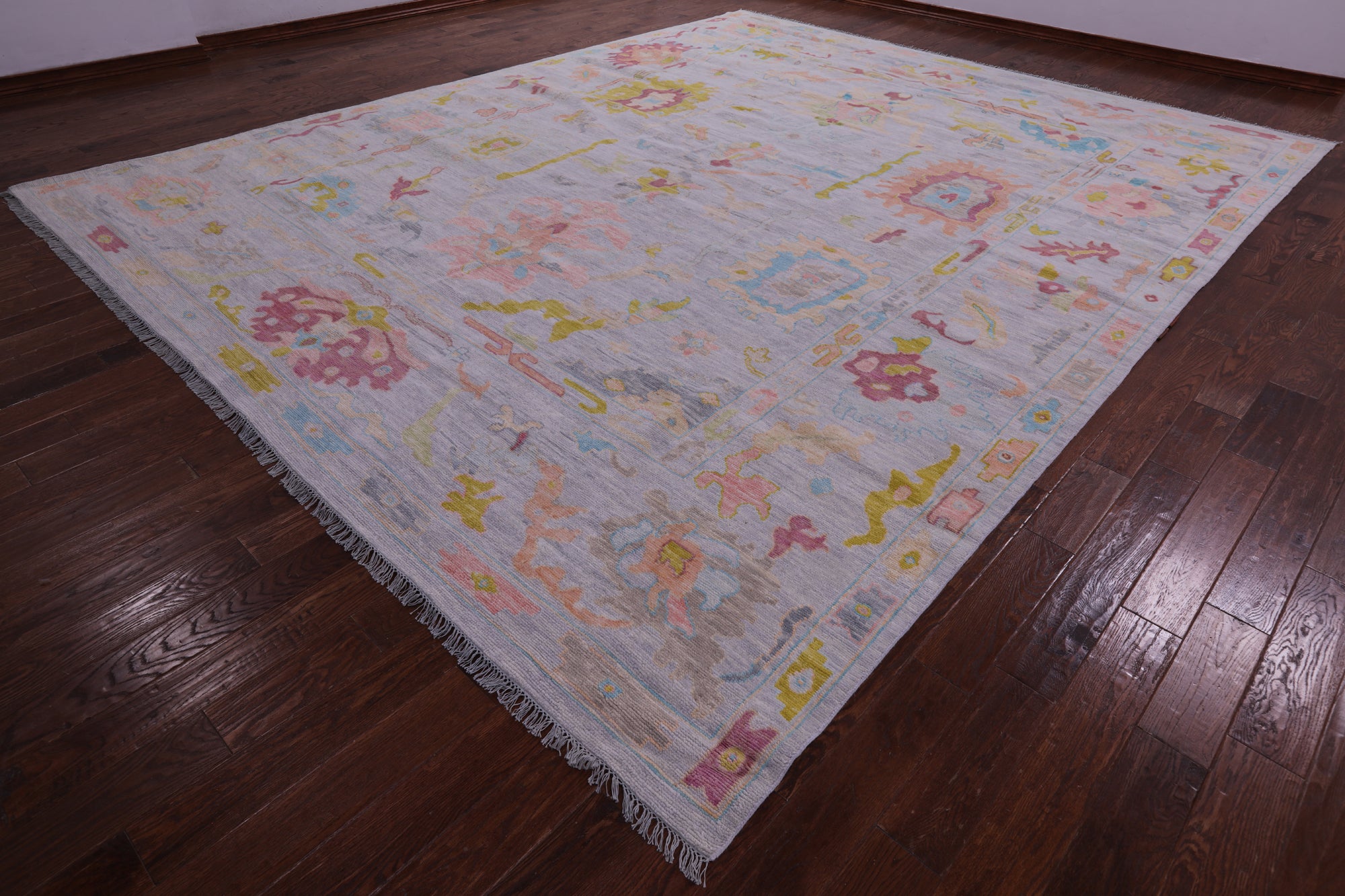 Grey Turkish Oushak Hand Knotted Wool Rug - 11' 11" X 14' 8" - Golden Nile