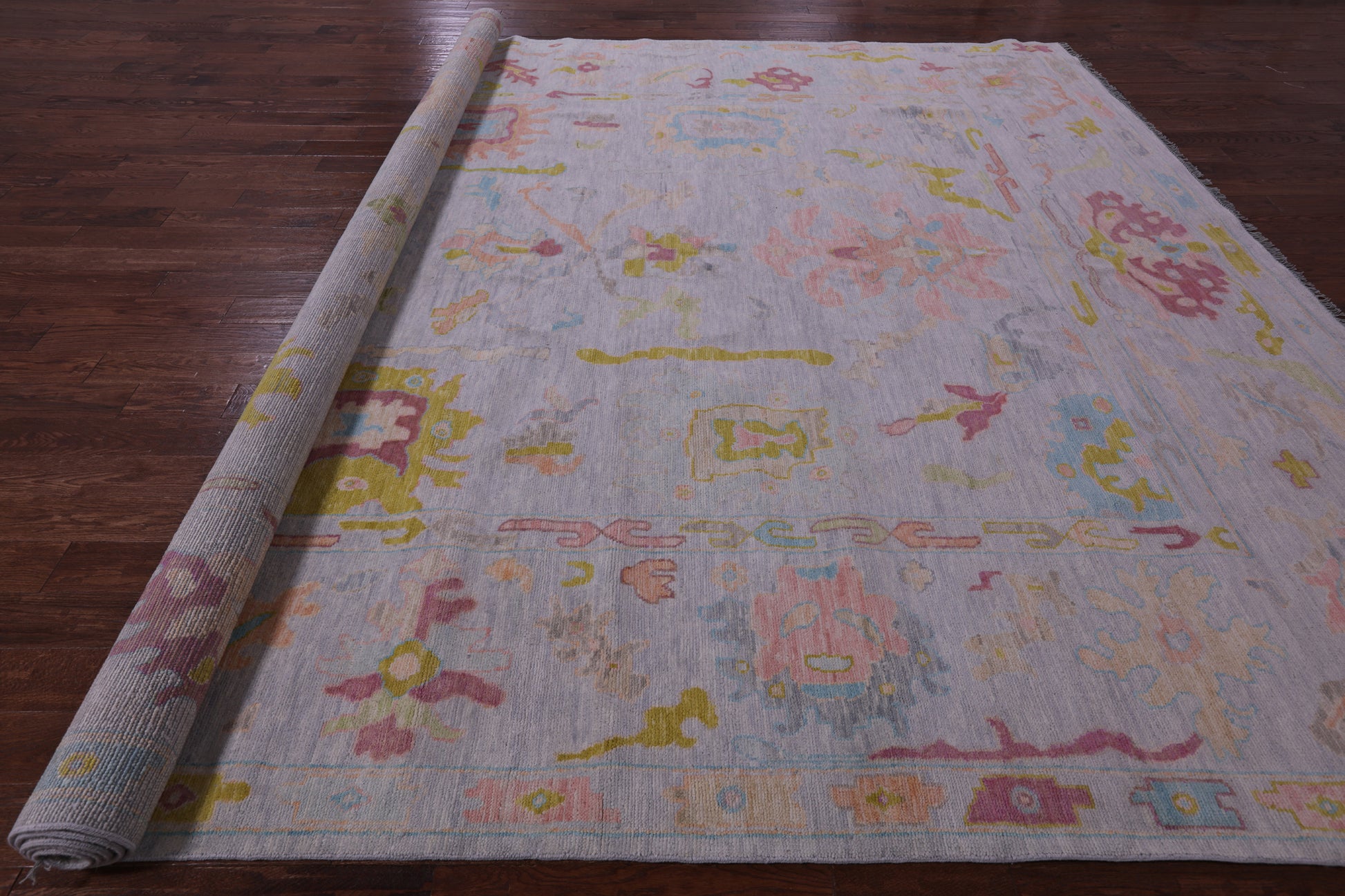 Grey Turkish Oushak Hand Knotted Wool Rug - 11' 11" X 14' 8" - Golden Nile