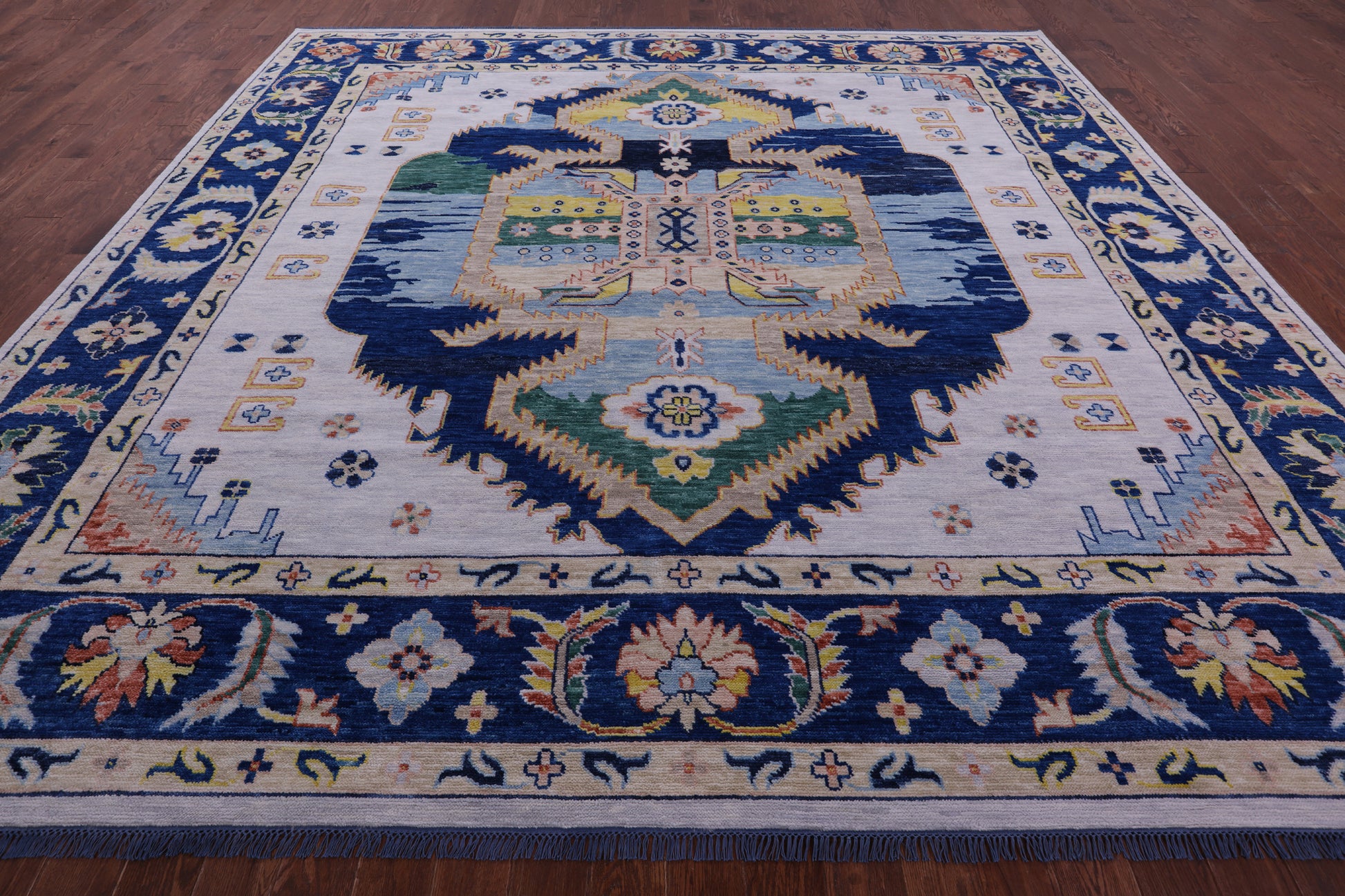 Square Persian Fine Serapi Hand Knotted Wool Rug - 11' 10" X 12' 3" - Golden Nile