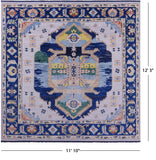Square Persian Fine Serapi Hand Knotted Wool Rug - 11' 10" X 12' 3" - Golden Nile