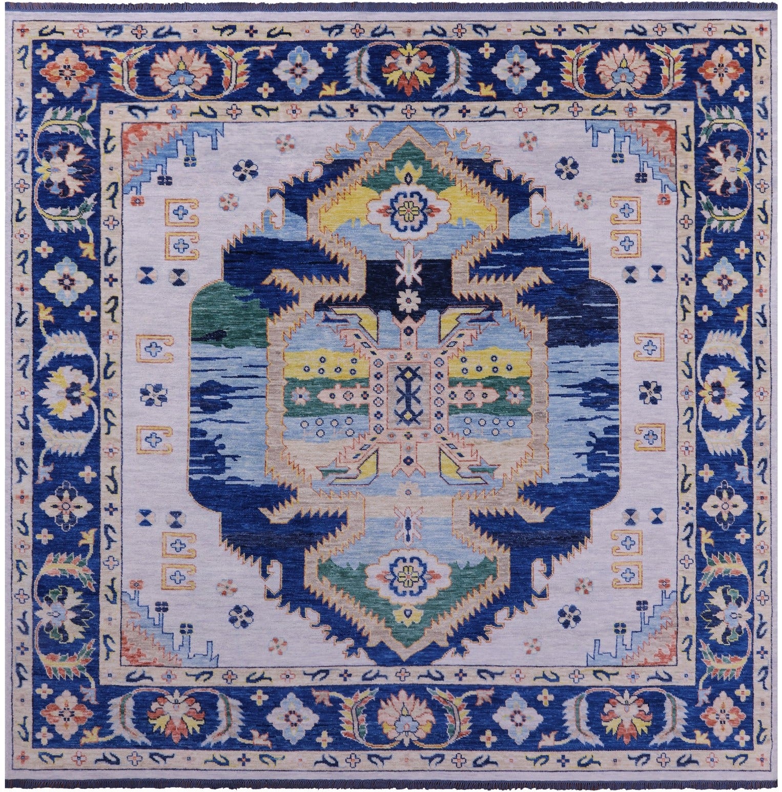 Square Persian Fine Serapi Hand Knotted Wool Rug - 11' 10" X 12' 3" - Golden Nile