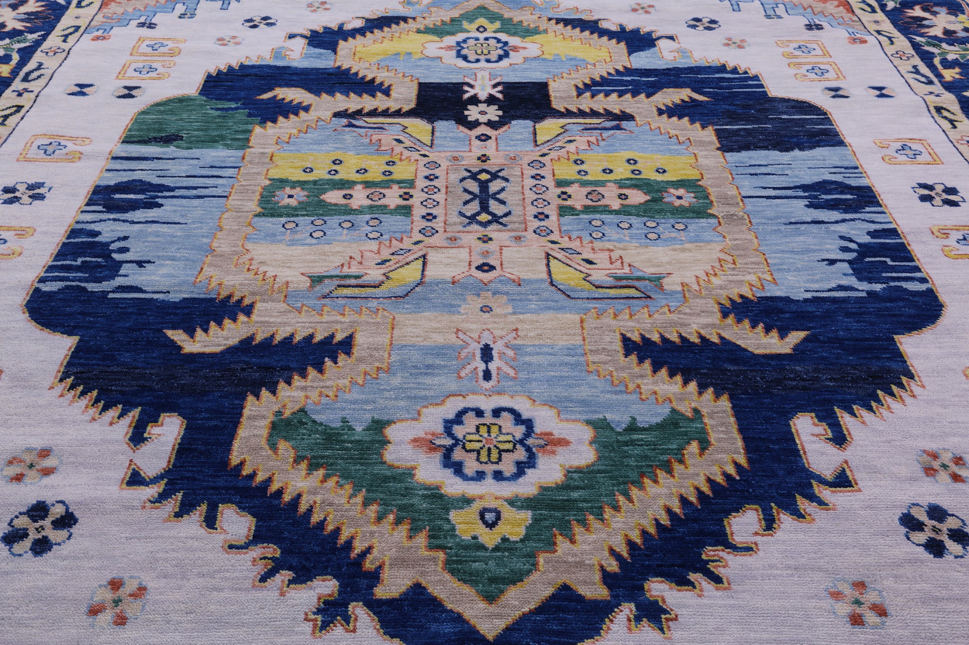 Square Persian Fine Serapi Hand Knotted Wool Rug - 11' 10" X 12' 3" - Golden Nile
