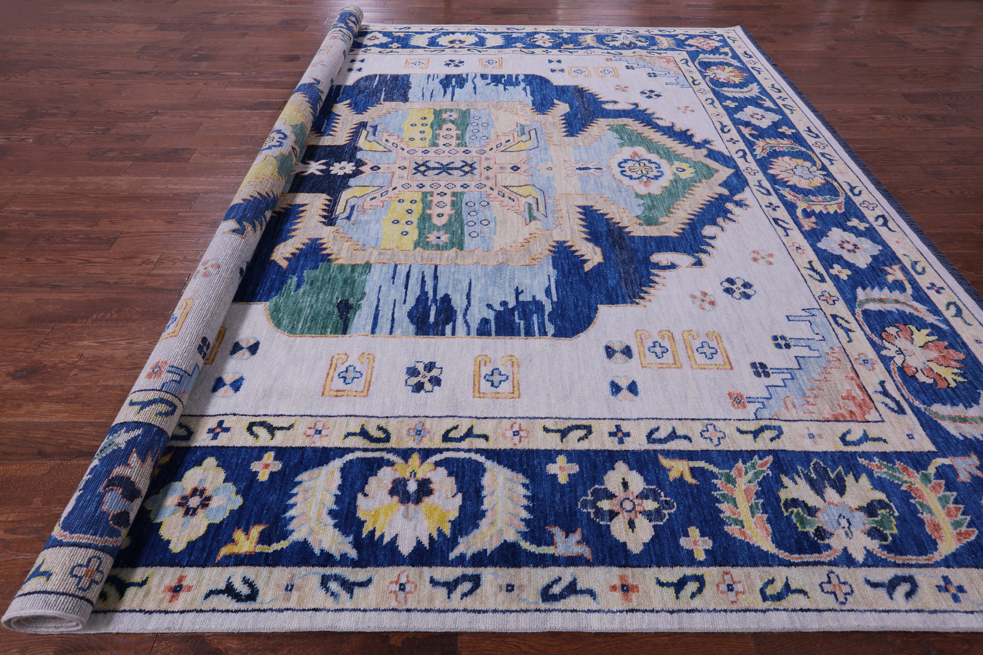 Square Persian Fine Serapi Hand Knotted Wool Rug - 11' 10" X 12' 3" - Golden Nile