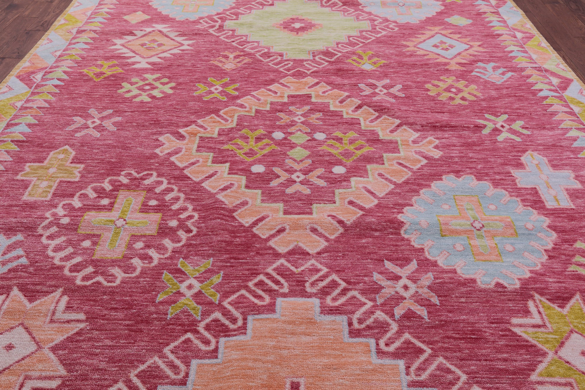 Pink Tribal Moroccan Hand Knotted Wool Rug - 9' 11" X 13' 9" - Golden Nile