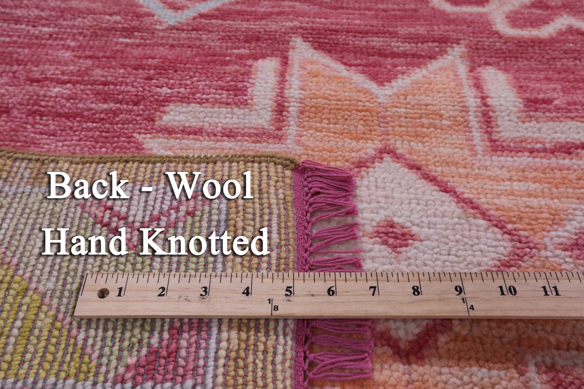 Pink Tribal Moroccan Hand Knotted Wool Rug - 9' 11" X 13' 9" - Golden Nile