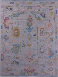 Light Blue Turkish Oushak Hand Knotted Wool Rug - 10' 3" X 13' 9" - Golden Nile