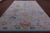 Light Blue Turkish Oushak Hand Knotted Wool Rug - 10' 3" X 13' 9" - Golden Nile