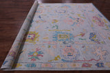 Light Blue Turkish Oushak Hand Knotted Wool Rug - 10' 3" X 13' 9" - Golden Nile