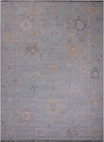 SUPER SALE Silver Turkish Oushak Hand Knotted Wool Rug - 10' 1" X 13' 8"