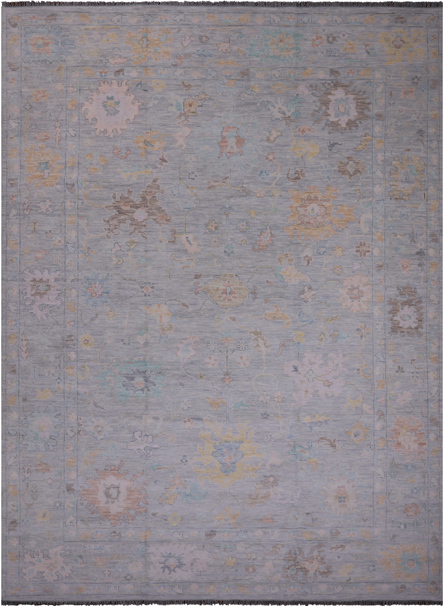 SUPER SALE Silver Turkish Oushak Hand Knotted Wool Rug - 10' 1" X 13' 8"