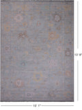 SUPER SALE Silver Turkish Oushak Hand Knotted Wool Rug - 10' 1" X 13' 8"